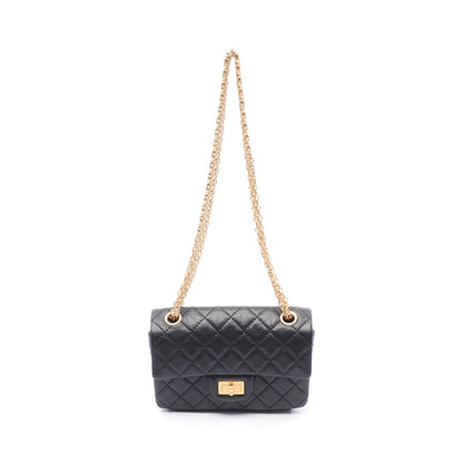 2.55 ミニマトラッセ Wチェーンショルダーバッグ レザー ブラック ゴールド金具 シャネル バッグ CHANEL