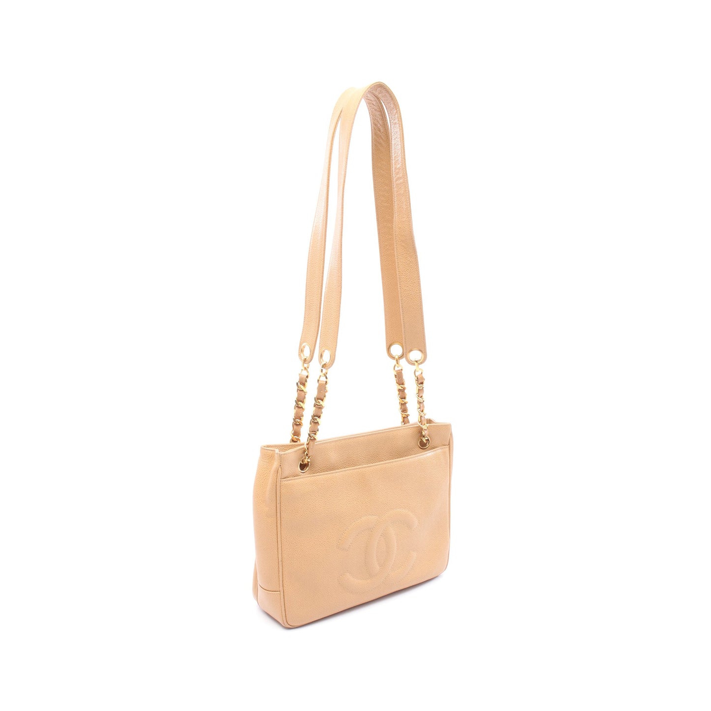 マトラッセ PST チェーンショルダーバッグ チェーントートバッグ キャビアスキン ベージュ ゴールド金具 シャネル バッグ CHANEL