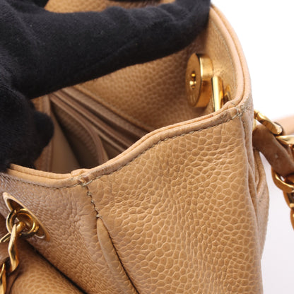 マトラッセ PST チェーンショルダーバッグ チェーントートバッグ キャビアスキン ベージュ ゴールド金具 シャネル バッグ CHANEL