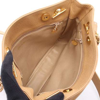 マトラッセ PST チェーンショルダーバッグ チェーントートバッグ キャビアスキン ベージュ ゴールド金具 シャネル バッグ CHANEL