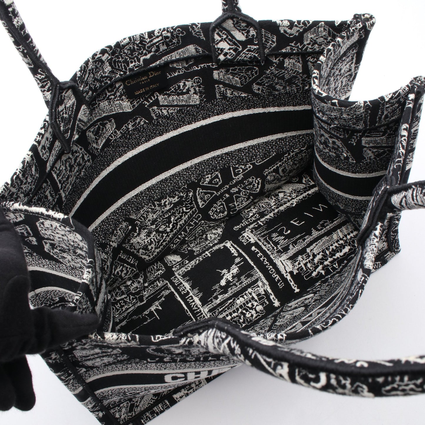 BOOK TOTE ブックトート ミディアム ハンドバッグ トートバッグ キャンバス ブラック ホワイト クリスチャンディオール バッグ Christian Dior