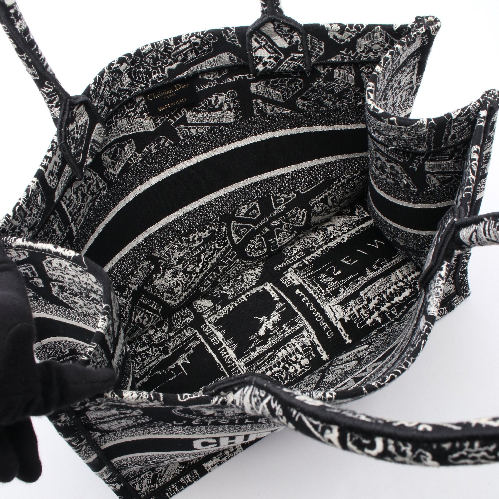 BOOK TOTE ブックトート ミディアム ハンドバッグ トートバッグ キャンバス ブラック ホワイト クリスチャンディオール バッグ Christian Dior