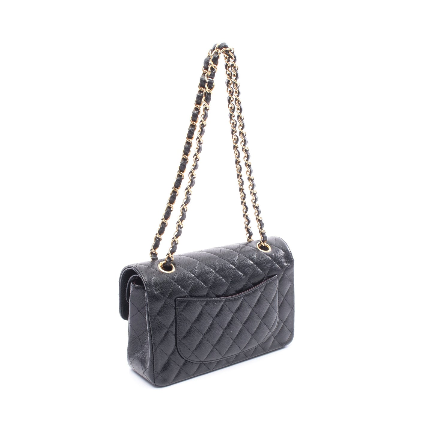 マトラッセ Wフラップ Wチェーンショルダーバッグ キャビアスキン ブラック ゴールド金具 シャネル バッグ CHANEL