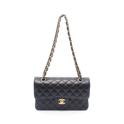 マトラッセ Wフラップ Wチェーンショルダーバッグ キャビアスキン ブラック ゴールド金具 シャネル バッグ CHANEL