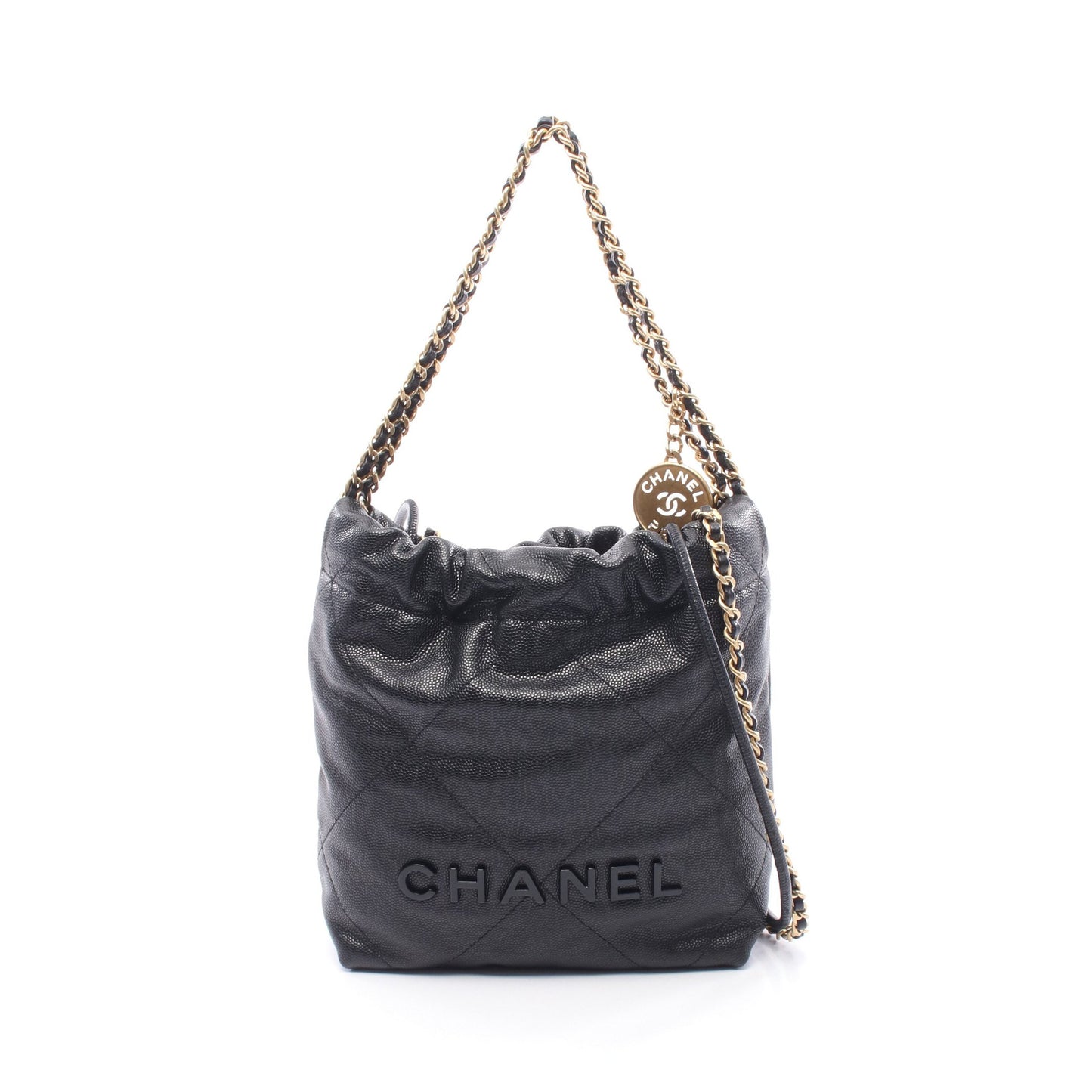 CHANEL 22 ミニ チェーンショルダーバッグ キャビアスキン ブラック ゴールド金具 シャネル バッグ CHANEL