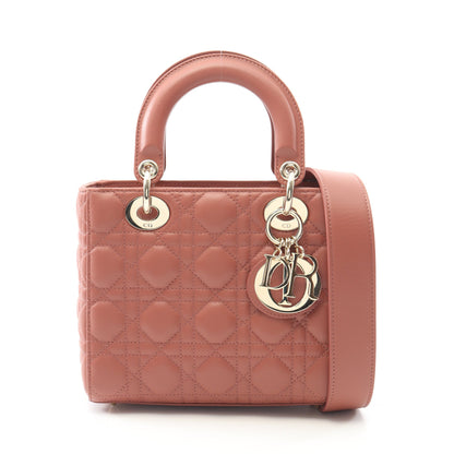 レディディオール スモール カナージュ ハンドバッグ レザー ピンクブラウン 2WAY クリスチャンディオール バッグ Christian Dior