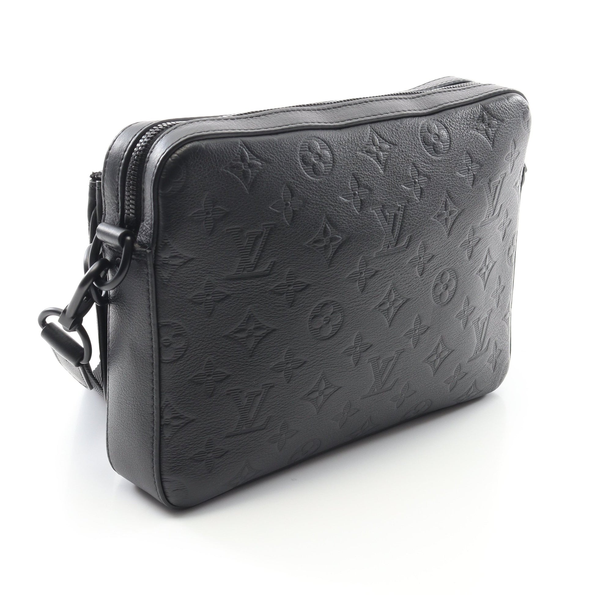 トリオ メッセンジャー モノグラムシャドウ ショルダーバッグ レザー ブラック ルイヴィトン バッグ LOUIS VUITTON