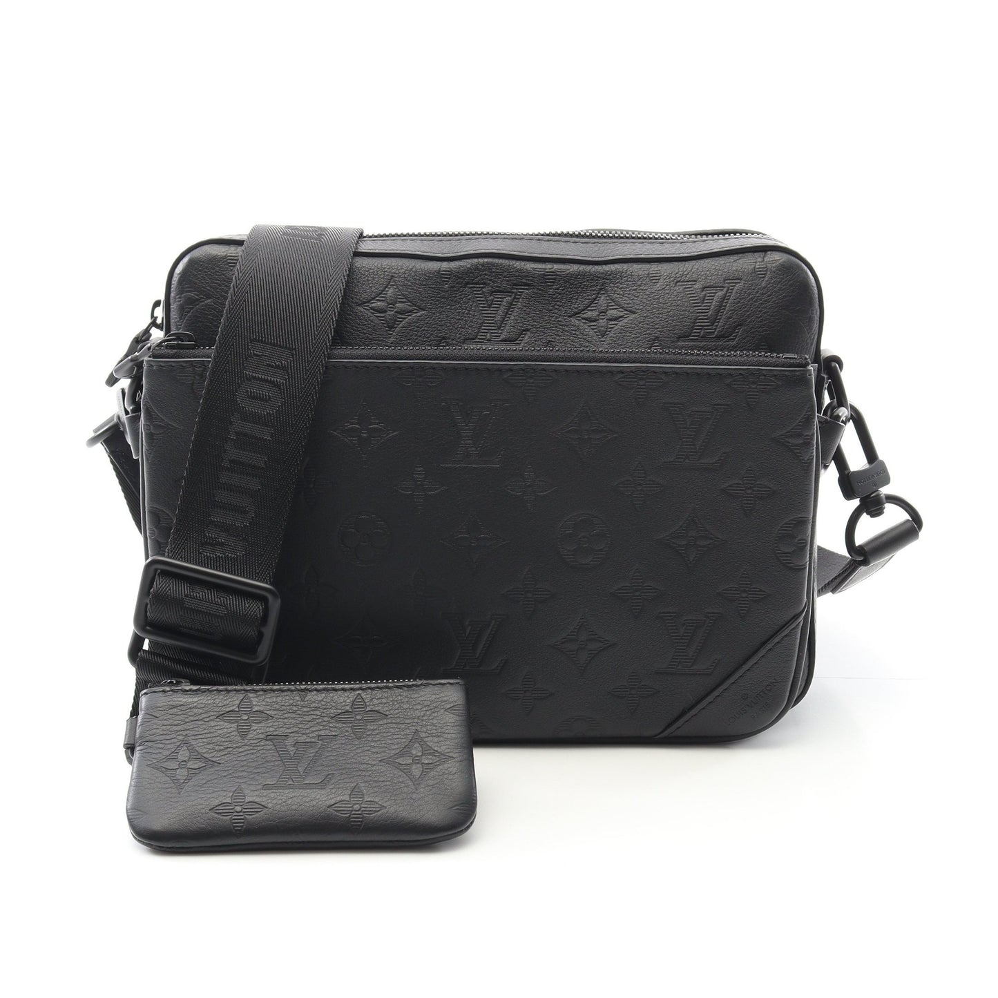 トリオ メッセンジャー モノグラムシャドウ ショルダーバッグ レザー ブラック ルイヴィトン バッグ LOUIS VUITTON