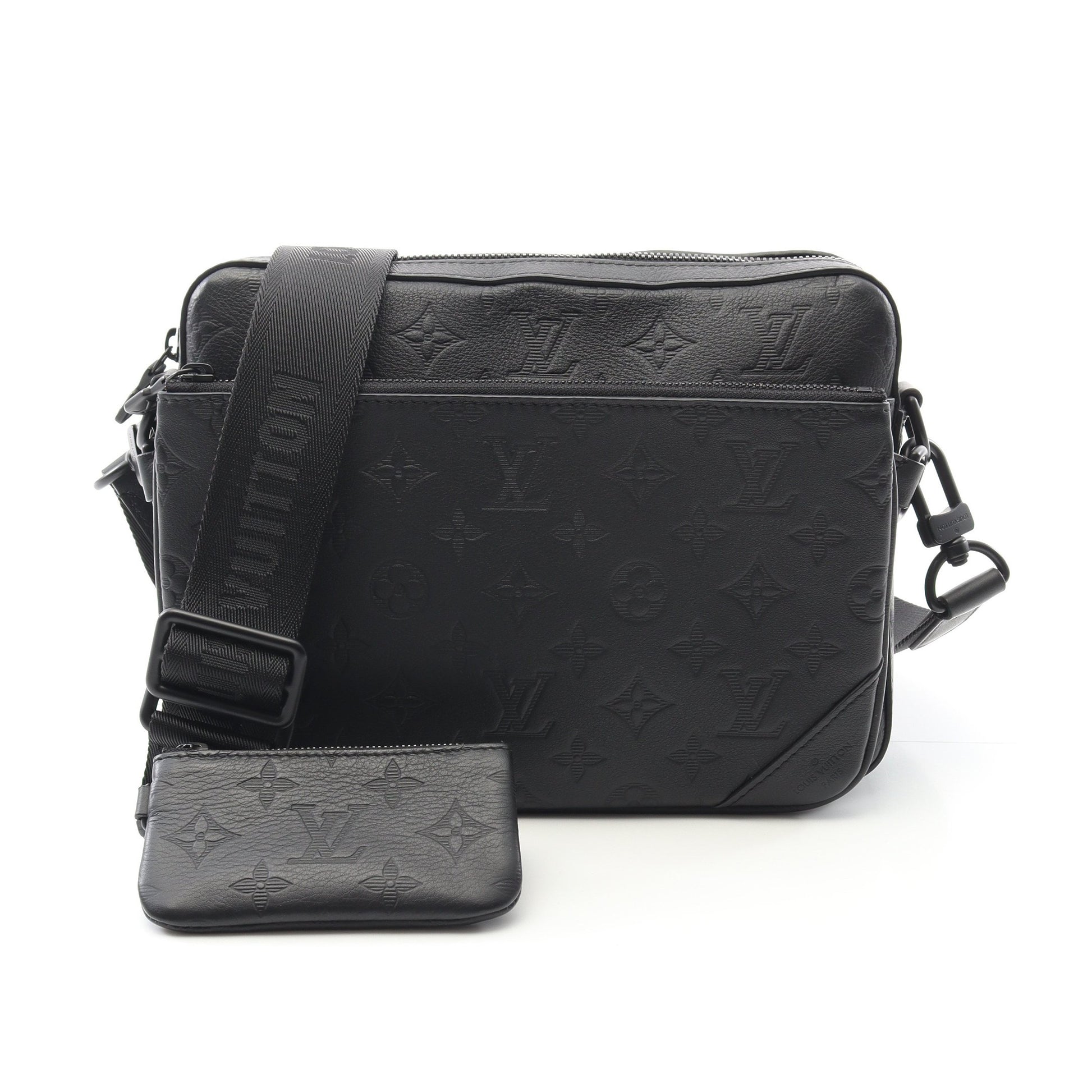 トリオ メッセンジャー モノグラムシャドウ ショルダーバッグ レザー ブラック ルイヴィトン バッグ LOUIS VUITTON