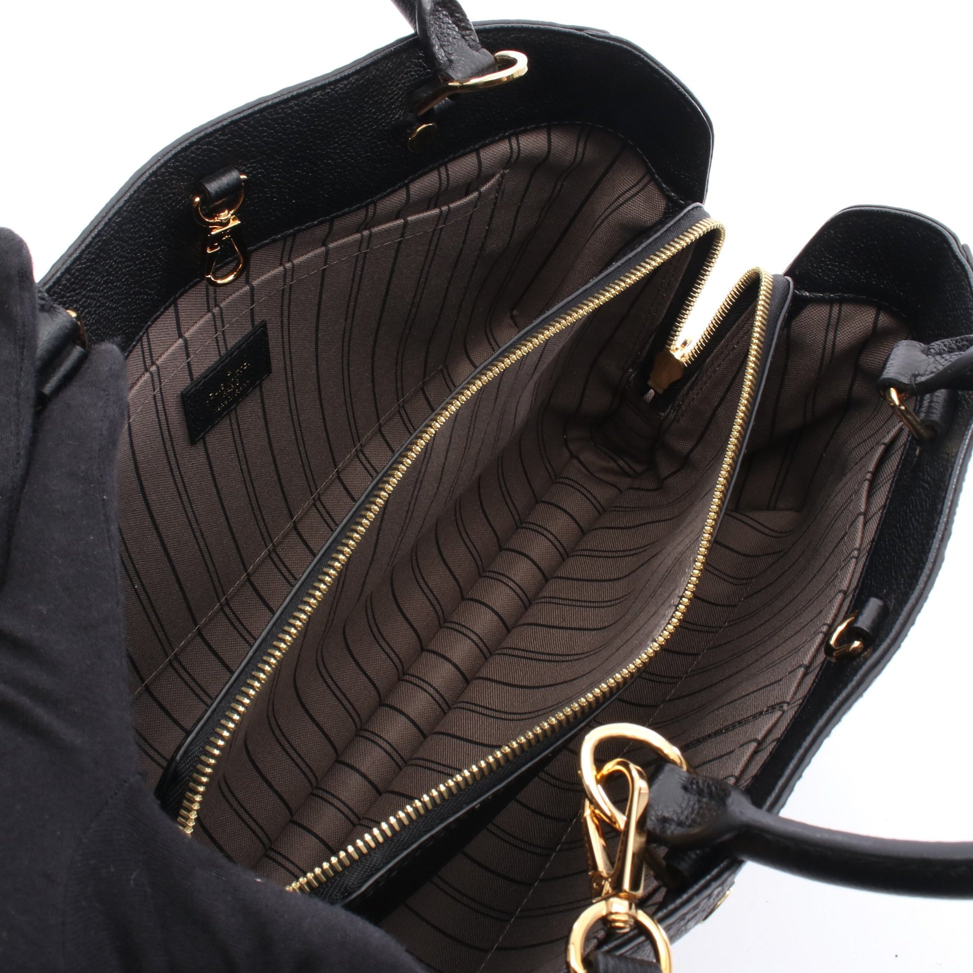 モンテーニュMM モノグラムアンプラント ノワール ハンドバッグ レザー ブラック 2WAY ルイヴィトン バッグ LOUIS VUITTON