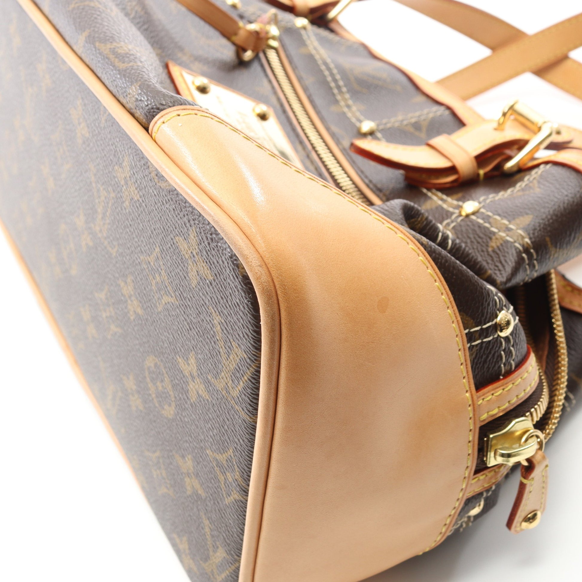 リヴェット モノグラム ハンドバッグ PVC レザー ブラウン ルイヴィトン バッグ LOUIS VUITTON