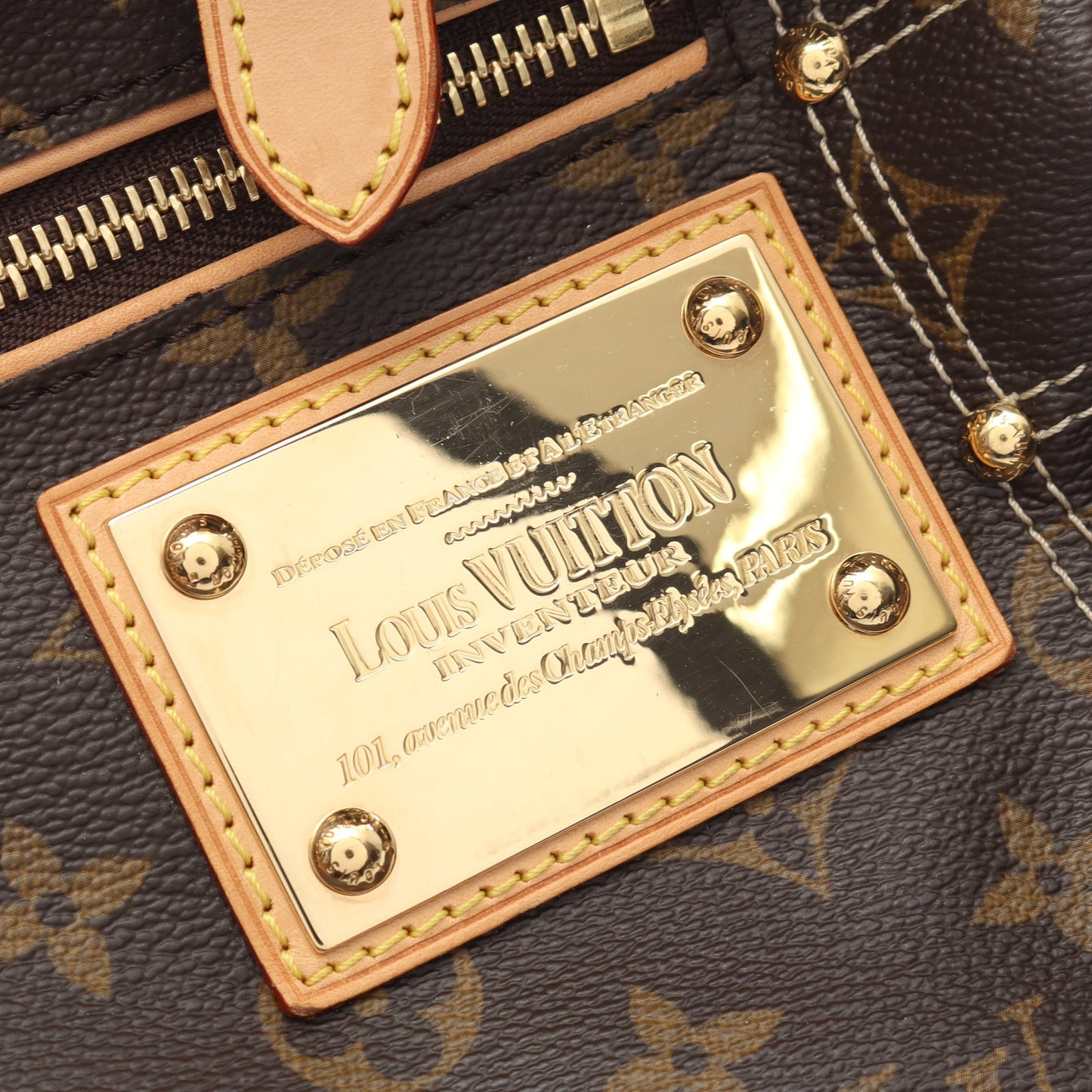リヴェット モノグラム ハンドバッグ PVC レザー ブラウン ルイヴィトン バッグ LOUIS VUITTON