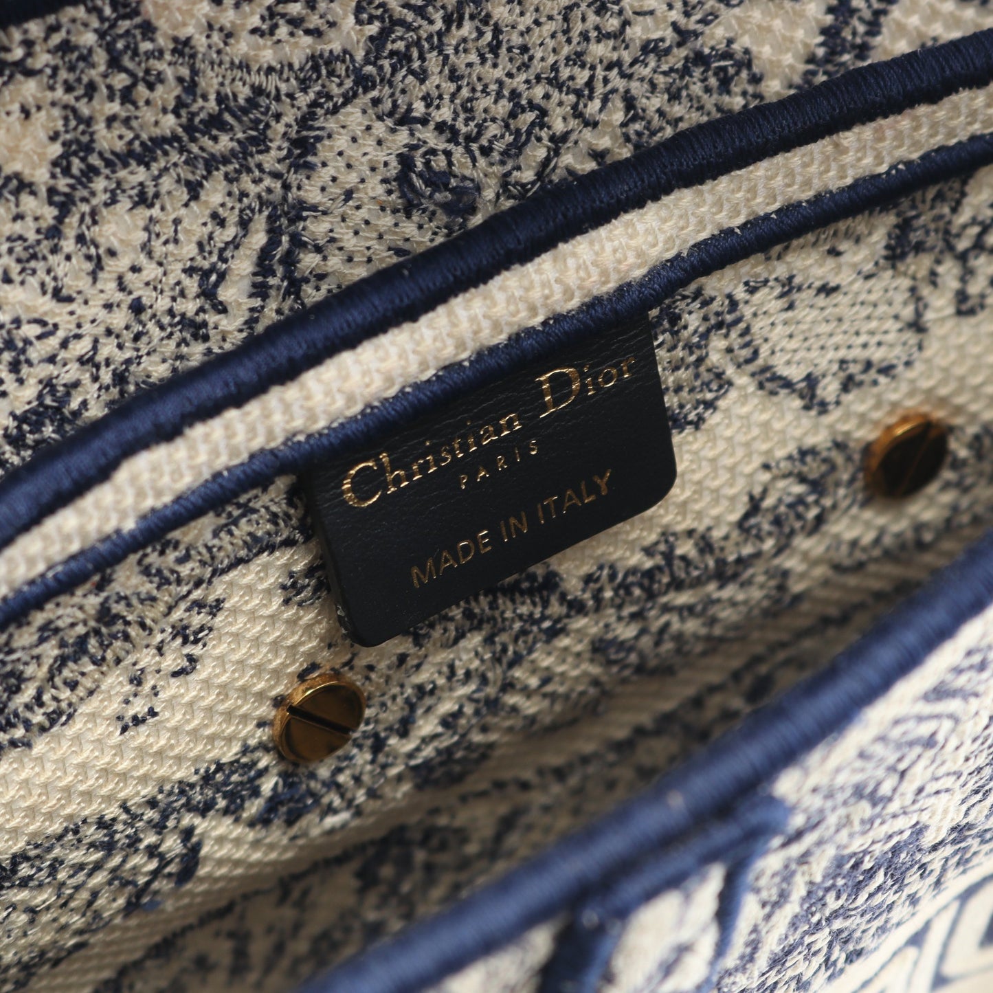 サドルバッグ ハンドバッグ キャンバス ホワイト ネイビー クリスチャンディオール バッグ Christian Dior