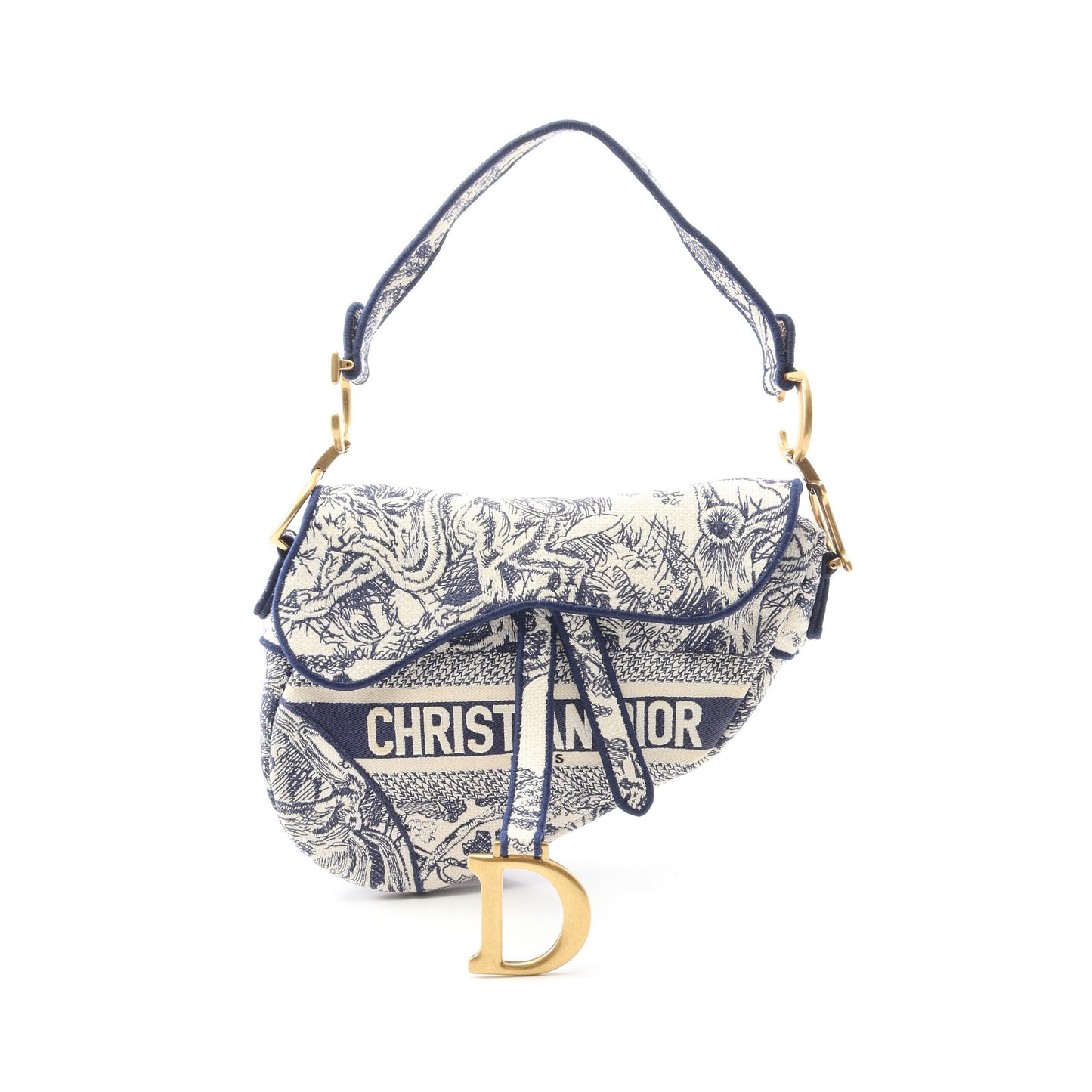 サドルバッグ ハンドバッグ キャンバス ホワイト ネイビー クリスチャンディオール バッグ Christian Dior