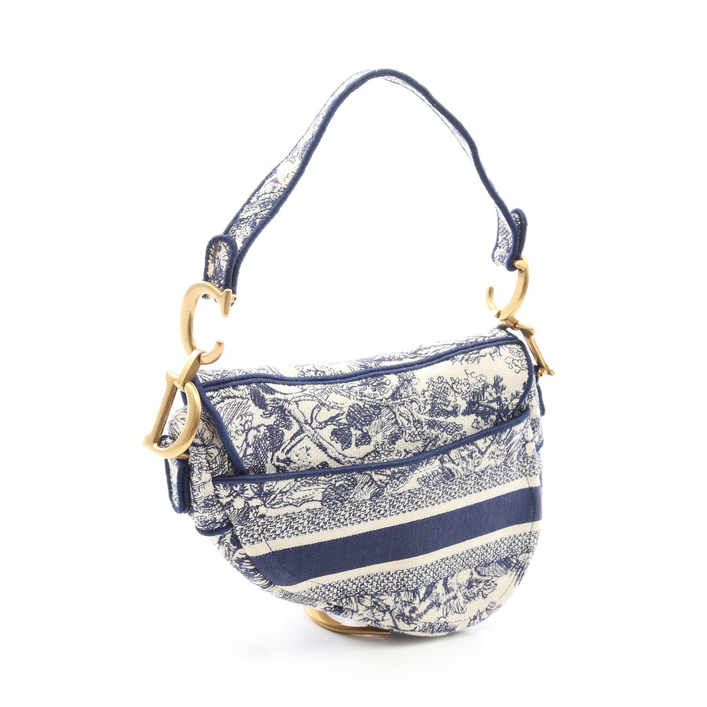 サドルバッグ ハンドバッグ キャンバス ホワイト ネイビー クリスチャンディオール バッグ Christian Dior