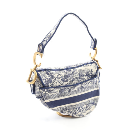 サドルバッグ ハンドバッグ キャンバス ホワイト ネイビー クリスチャンディオール バッグ Christian Dior