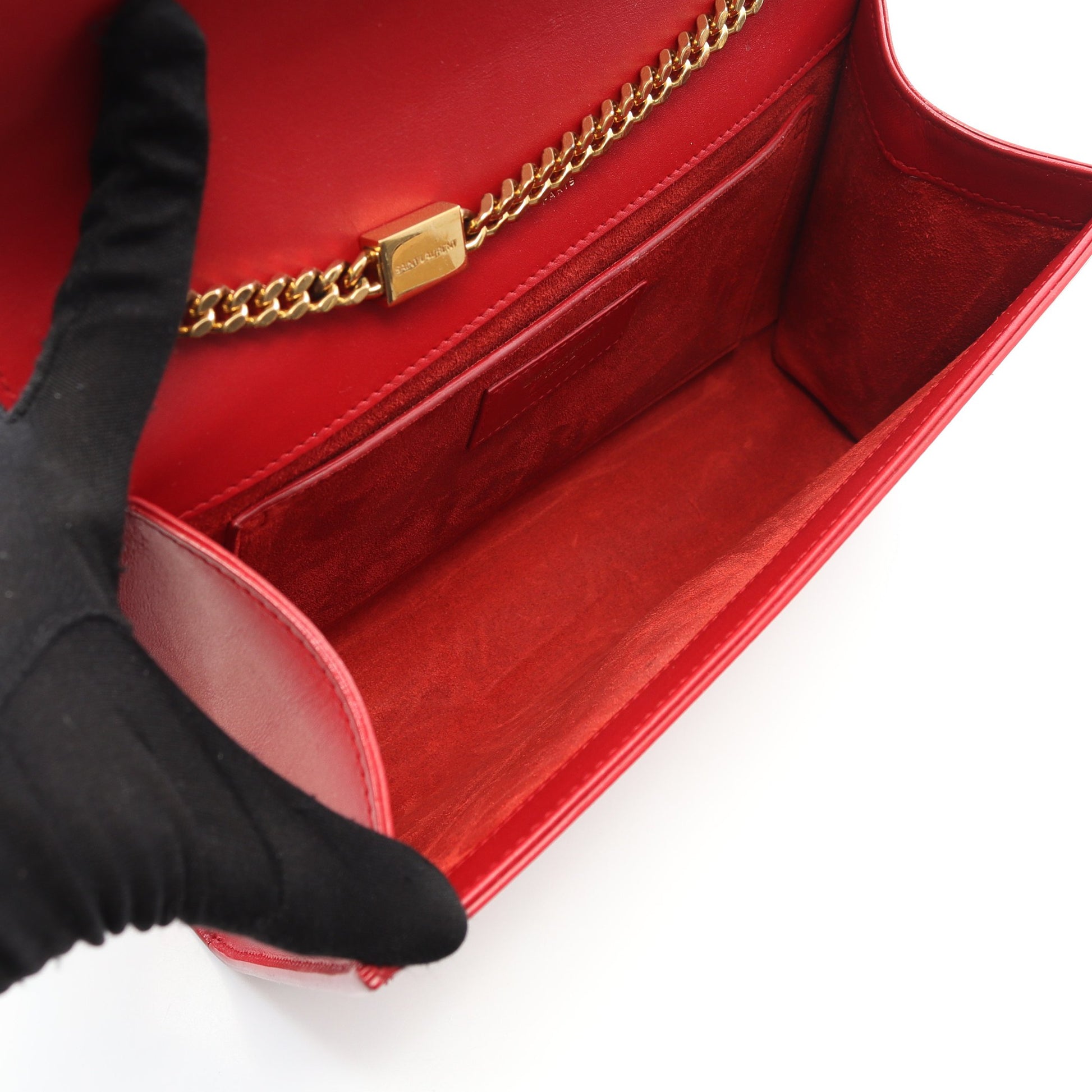 ケイト モノグラム チェーンショルダーバッグ レザー レッド サンローランパリ バッグ SAINT LAURENT PARIS