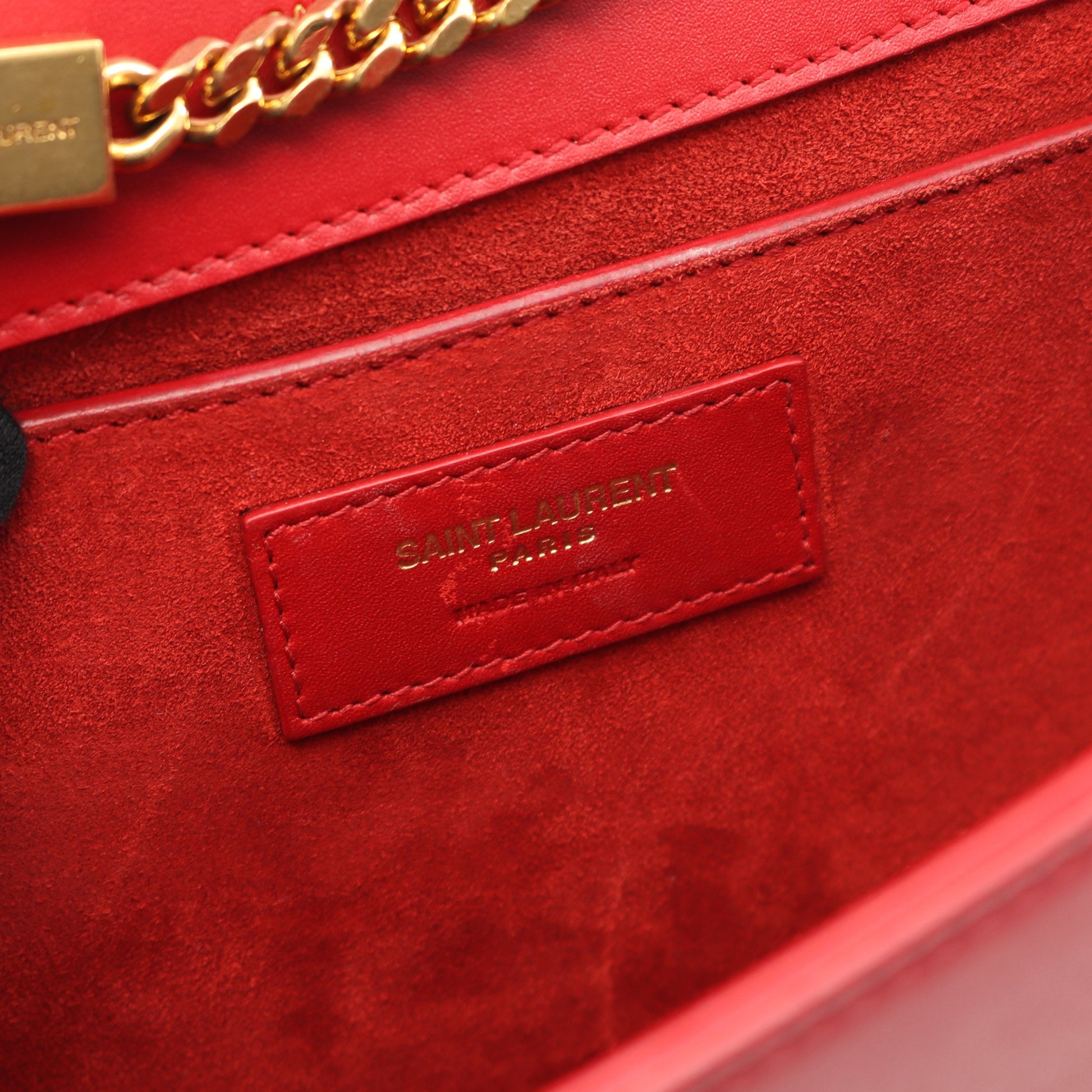 ケイト モノグラム チェーンショルダーバッグ レザー レッド サンローランパリ バッグ SAINT LAURENT PARIS