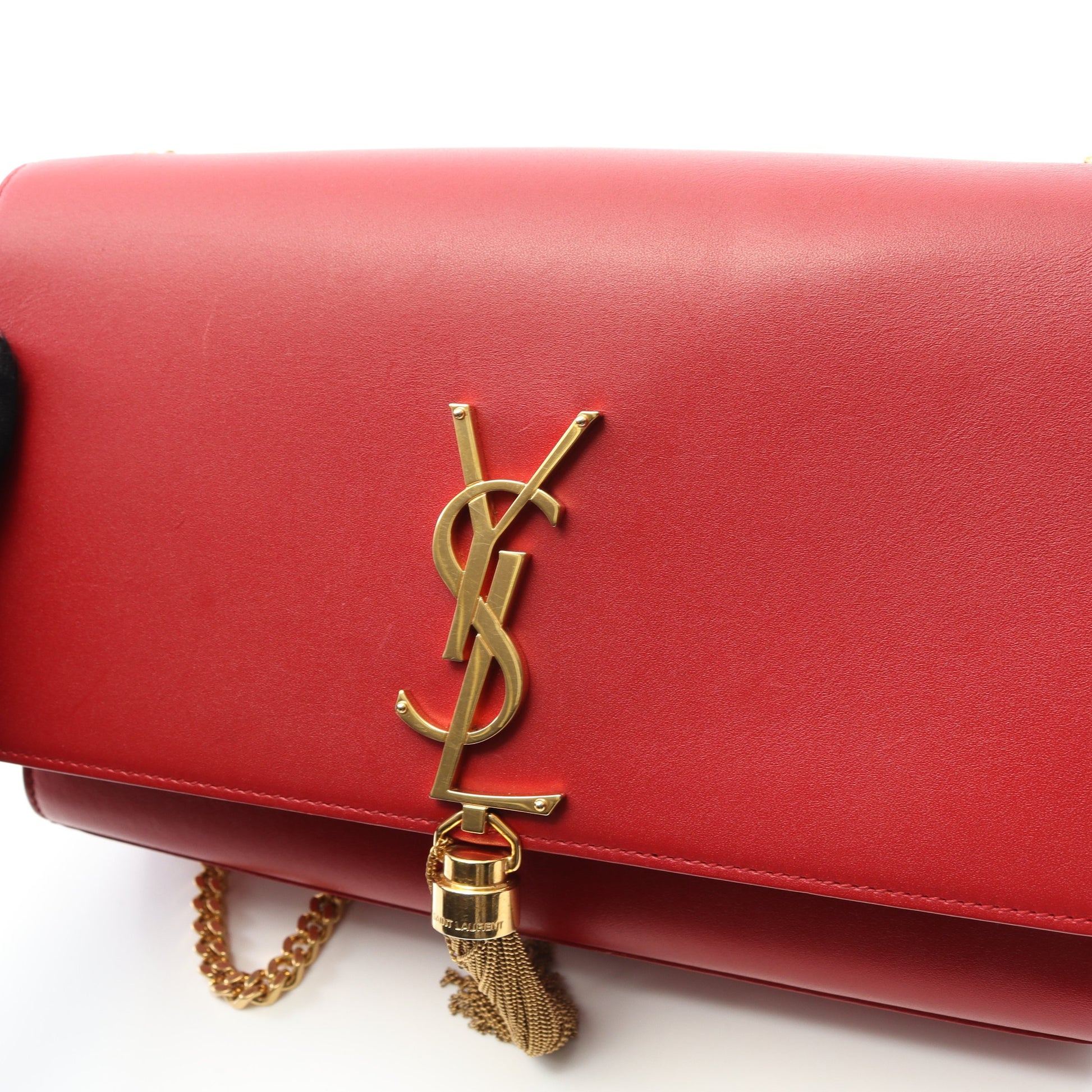 ケイト モノグラム チェーンショルダーバッグ レザー レッド サンローランパリ バッグ SAINT LAURENT PARIS
