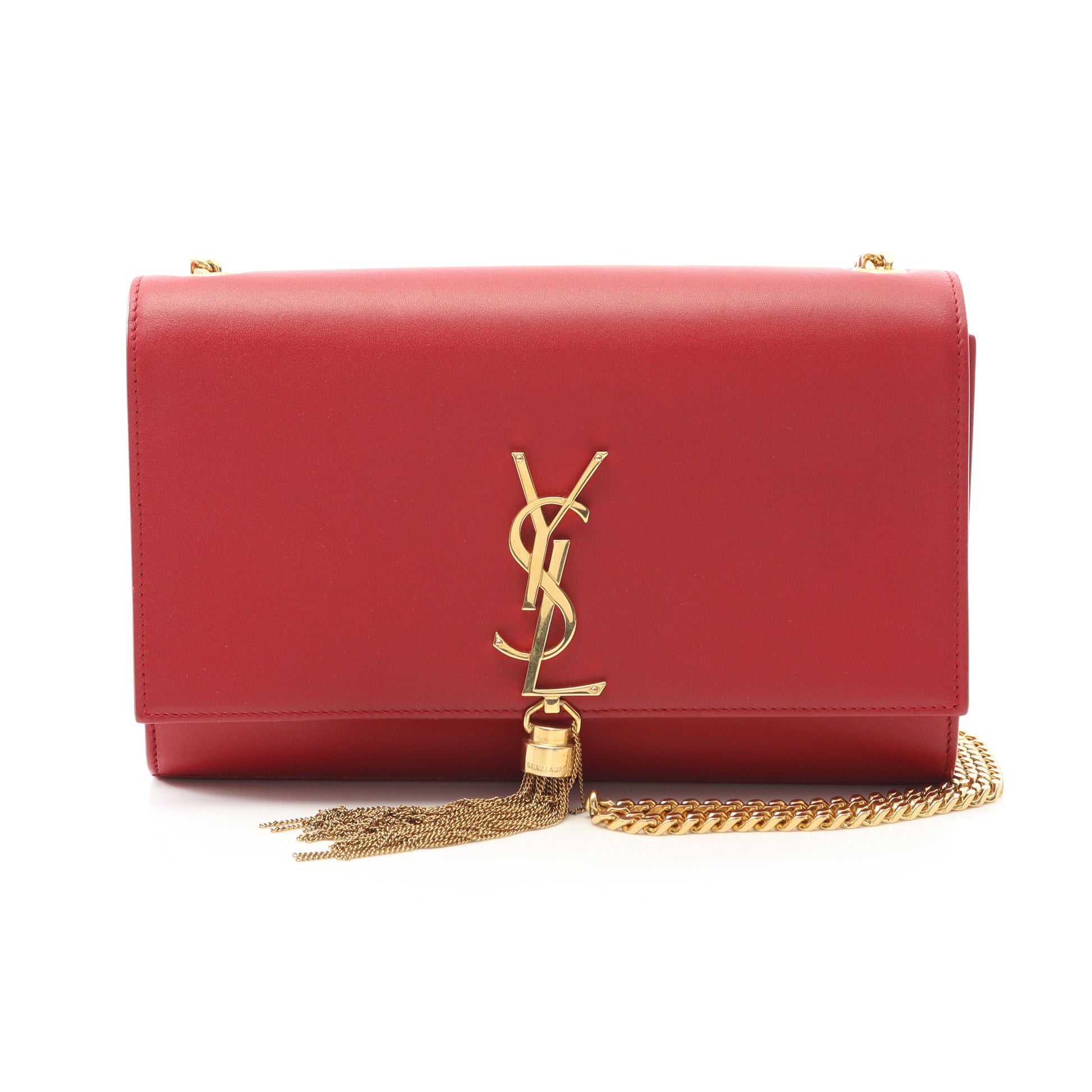 ケイト モノグラム チェーンショルダーバッグ レザー レッド サンローランパリ バッグ SAINT LAURENT PARIS