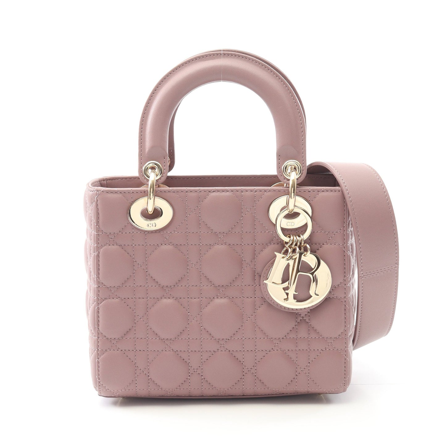 レディディオール スモール カナージュ ハンドバッグ レザー ダスティピンク 2WAY クリスチャンディオール バッグ Christian Dior