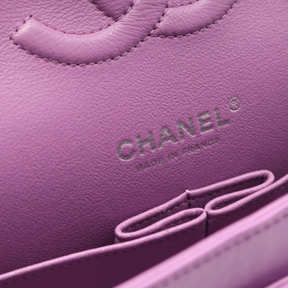 マトラッセ Wフラップ Wチェーンショルダーバッグ ラムスキン ライトパープル シルバー金具 シャネル バッグ CHANEL