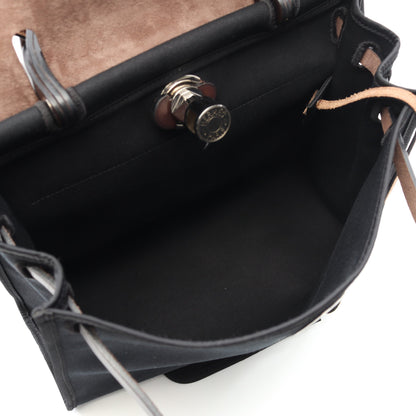 エールバッグジップPM ハンドバッグ トワルオフィシエ ヴァッシュハンター ブラック ダークブラウン シルバー金具 2WAY □L刻印 エルメス バッグ HERMES
