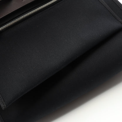 エールバッグジップPM ハンドバッグ トワルオフィシエ ヴァッシュハンター ブラック ダークブラウン シルバー金具 2WAY □L刻印 エルメス バッグ HERMES