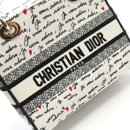 LADY D-LITE ミディアム ハンドバッグ キャンバス ホワイト マルチカラー 2WAY クリスチャンディオール バッグ Christian Dior