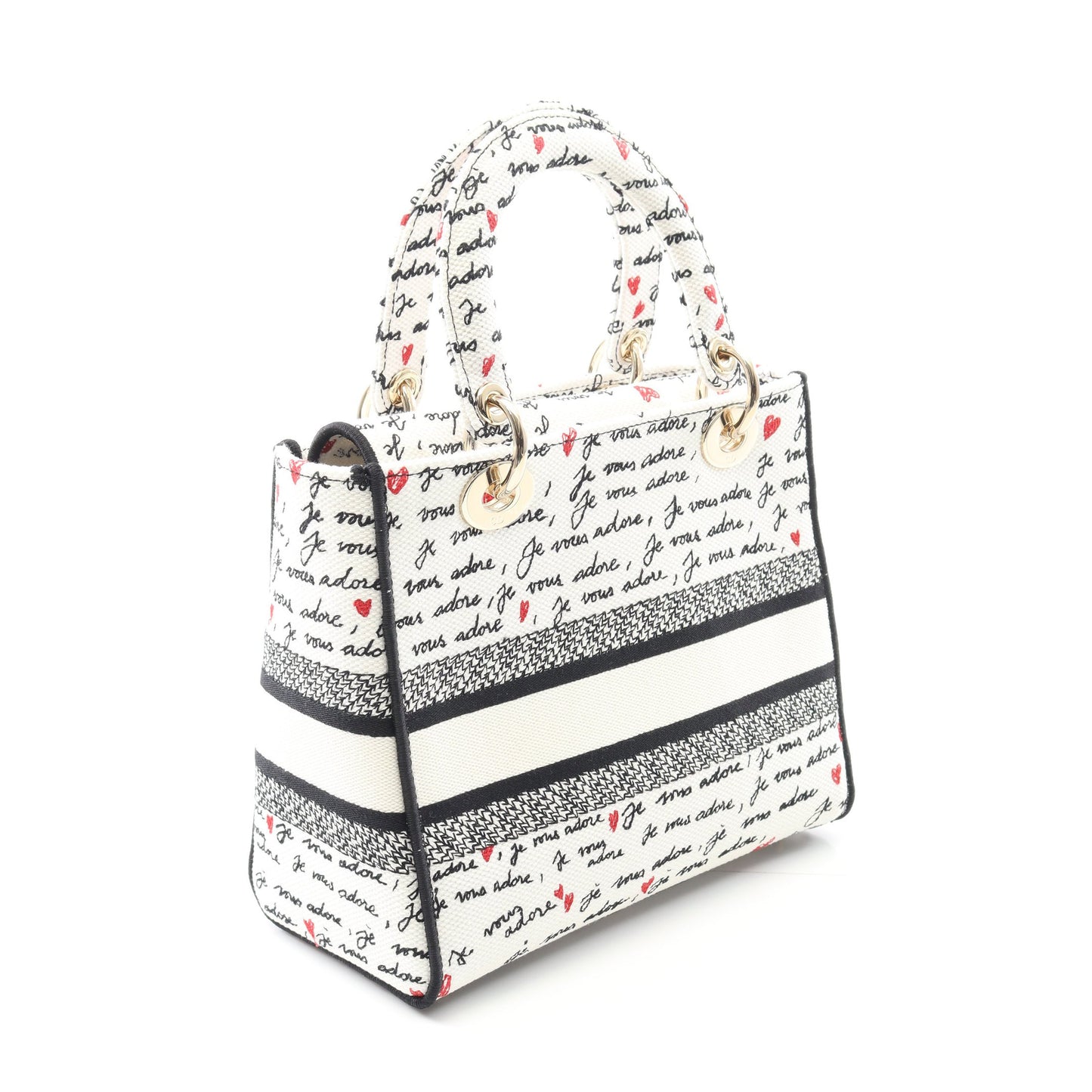 LADY D-LITE ミディアム ハンドバッグ キャンバス ホワイト マルチカラー 2WAY クリスチャンディオール バッグ Christian Dior