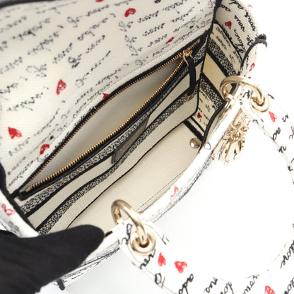 LADY D-LITE ミディアム ハンドバッグ キャンバス ホワイト マルチカラー 2WAY クリスチャンディオール バッグ Christian Dior