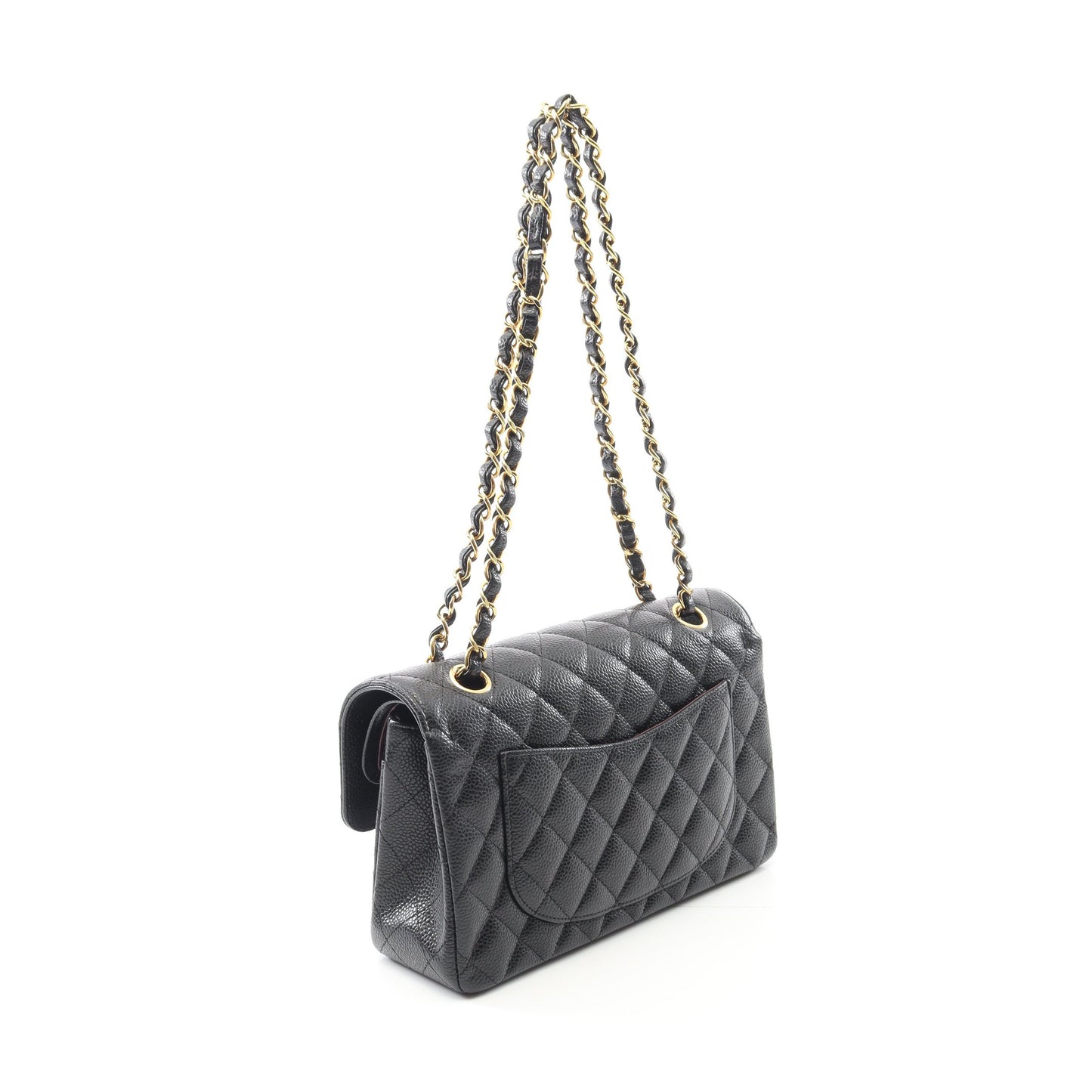 マトラッセ Wフラップ Wチェーンショルダーバッグ キャビアスキン ブラック ゴールド金具 シャネル バッグ CHANEL