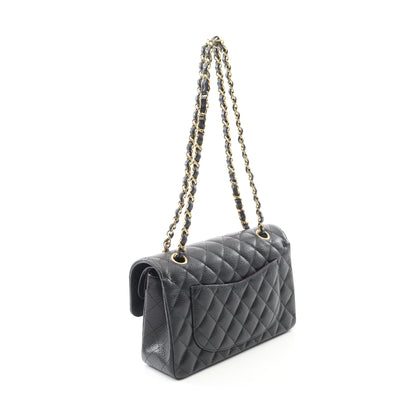 マトラッセ Wフラップ Wチェーンショルダーバッグ キャビアスキン ブラック ゴールド金具 シャネル バッグ CHANEL