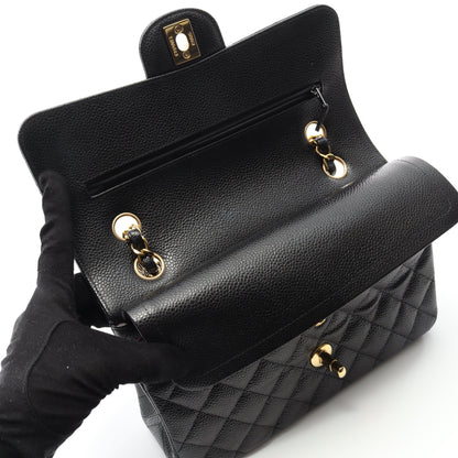 マトラッセ Wフラップ Wチェーンショルダーバッグ キャビアスキン ブラック ゴールド金具 シャネル バッグ CHANEL