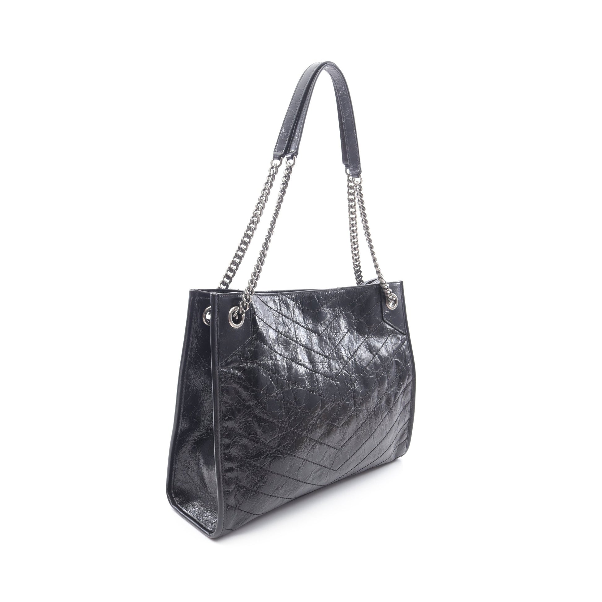 ニキ ショッピングバッグ チェーンショルダーバッグ チェーントートバッグ レザー ブラック サンローランパリ バッグ SAINT LAURENT PARIS