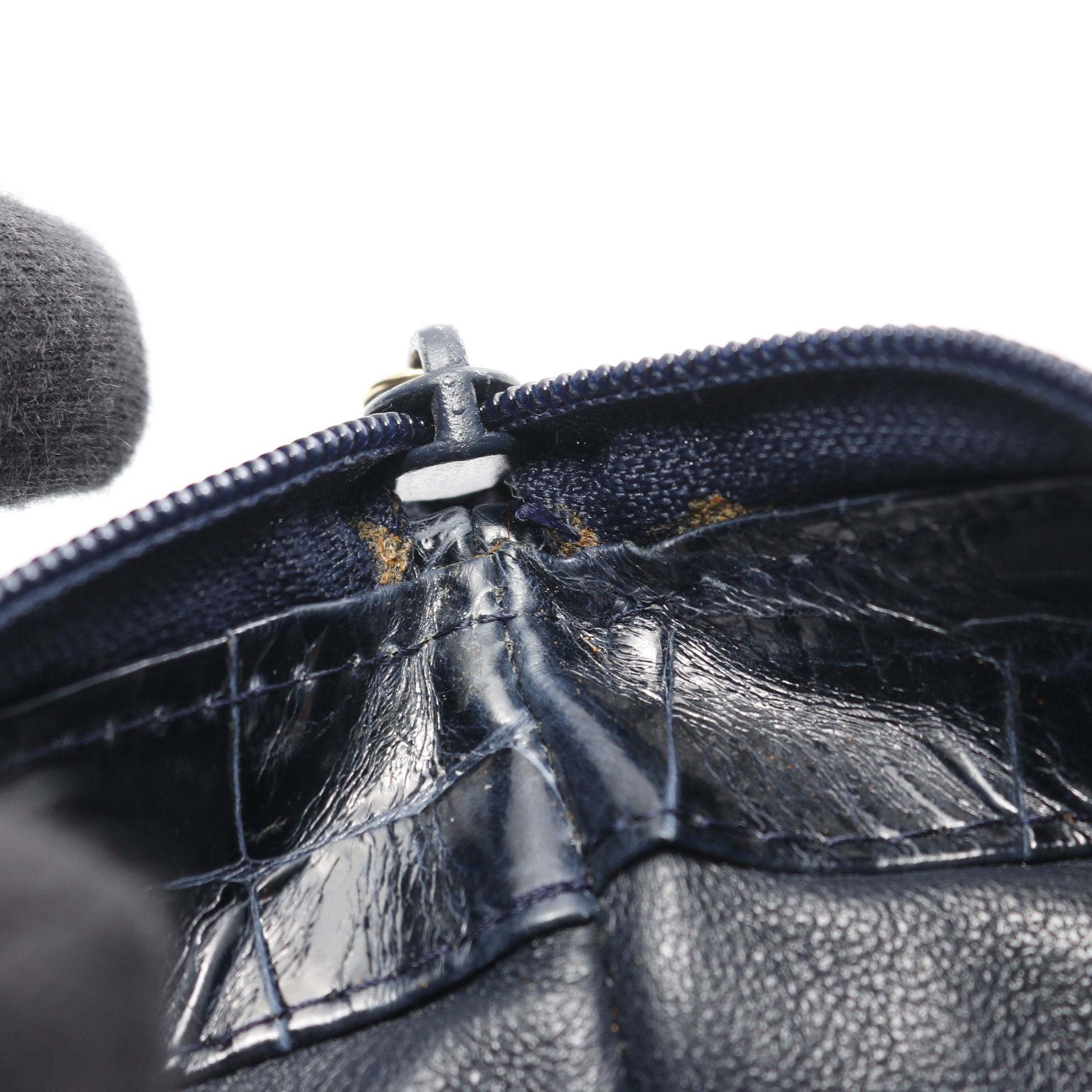 【保存袋付】BALLY　バリー　ハンドバッグ　型押しクロコ　ネイビー　I974 保存袋付】BALLY バリー ハンドバッグ 型押しクロコ ネイビー