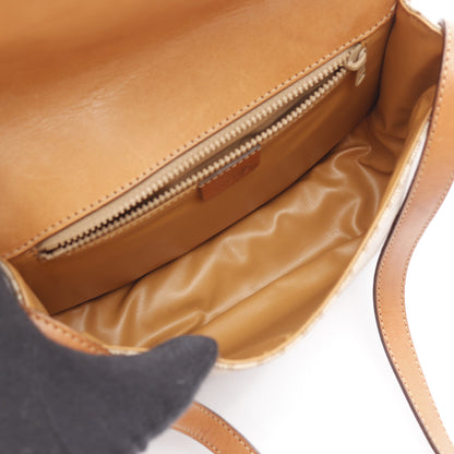 マカダム ショルダーバッグ PVC レザー ベージュ ブラウン セリーヌ バッグ CELINE