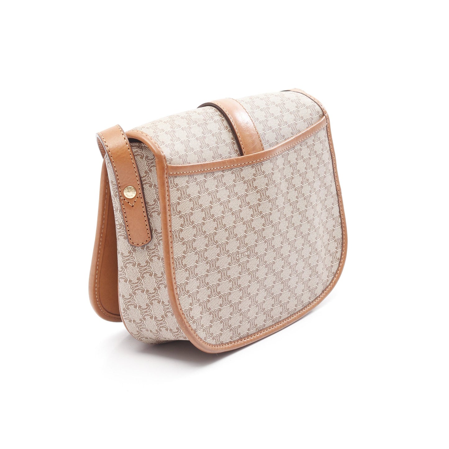 マカダム ショルダーバッグ PVC レザー ベージュ ブラウン セリーヌ バッグ CELINE