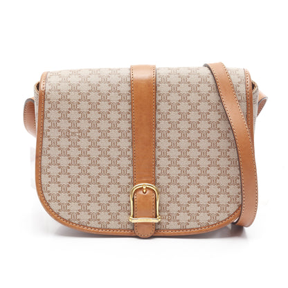 マカダム ショルダーバッグ PVC レザー ベージュ ブラウン セリーヌ バッグ CELINE