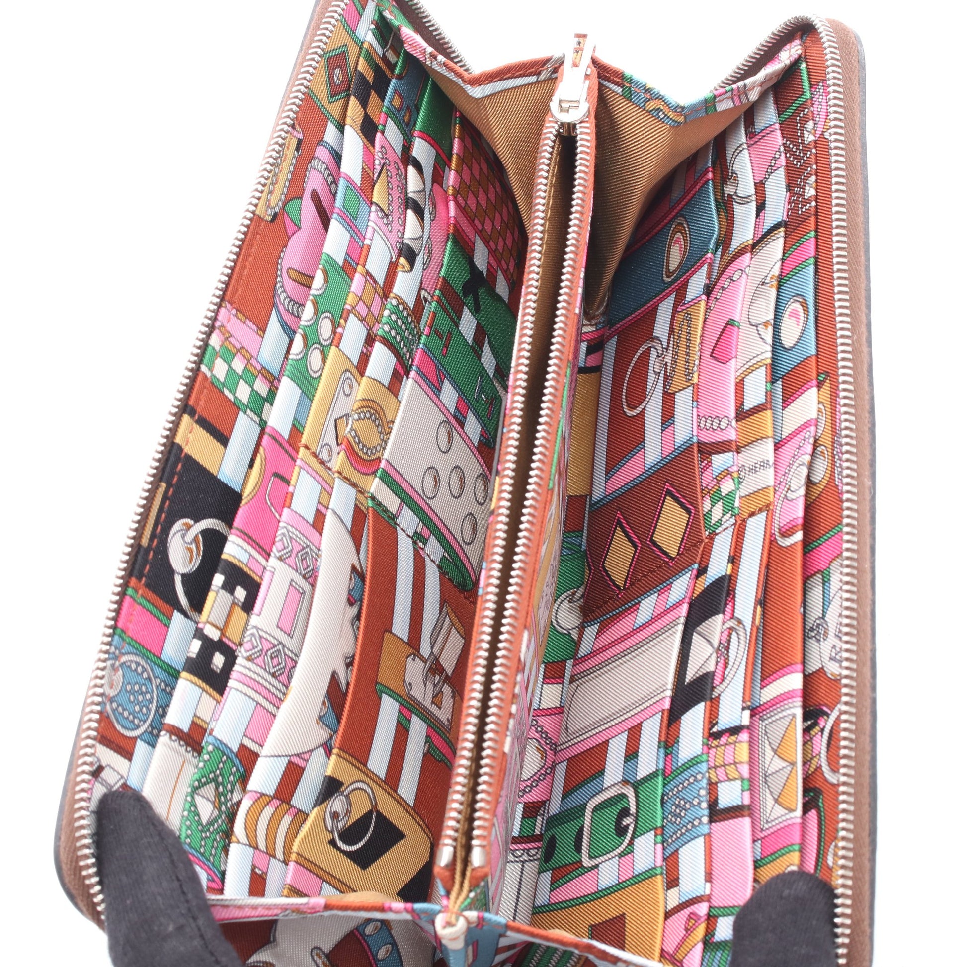 アザップロング シルクイン ハバナ ラウンドファスナー長財布 エバー  