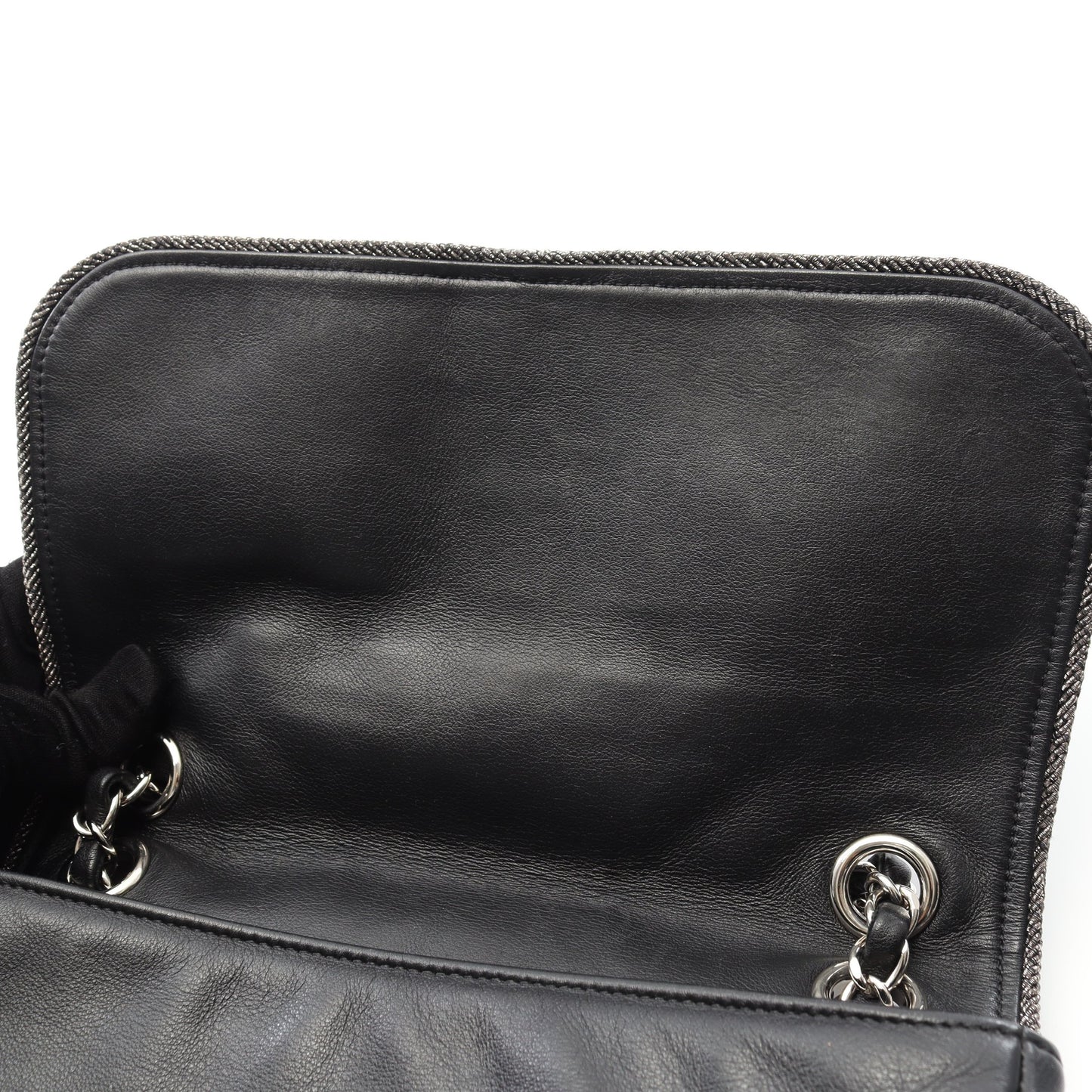 マトラッセ Wチェーンショルダーバッグ ラムスキン ブラック シルバー金具 シャネル バッグ CHANEL