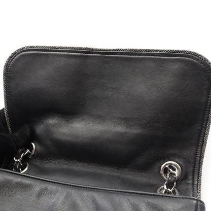 マトラッセ Wチェーンショルダーバッグ ラムスキン ブラック シルバー金具 シャネル バッグ CHANEL