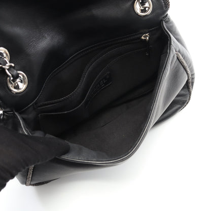 マトラッセ Wチェーンショルダーバッグ ラムスキン ブラック シルバー金具 シャネル バッグ CHANEL