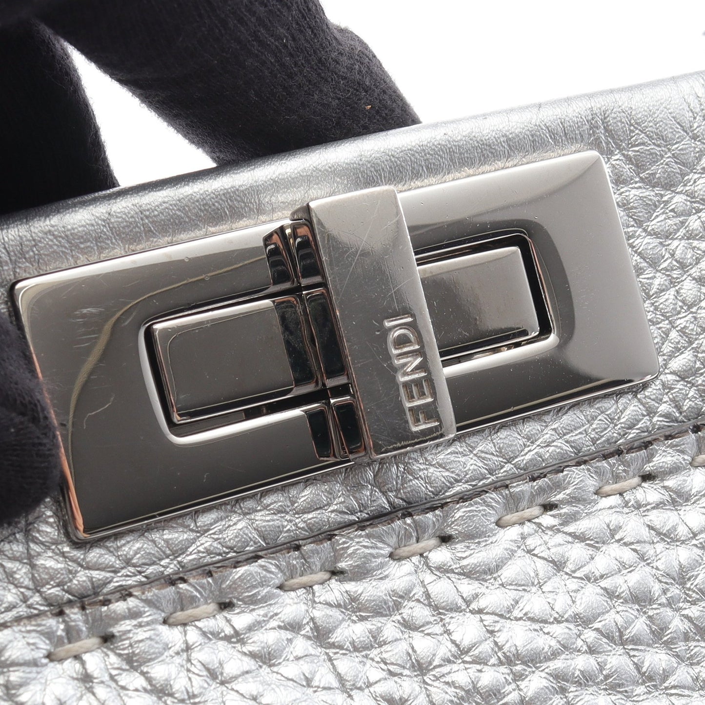 ピーカブー レギュラー セレリア ハンドバッグ レザー シルバー 2WAY フェンディ バッグ FENDI