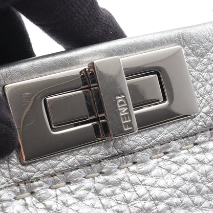 ピーカブー レギュラー セレリア ハンドバッグ レザー シルバー 2WAY フェンディ バッグ FENDI