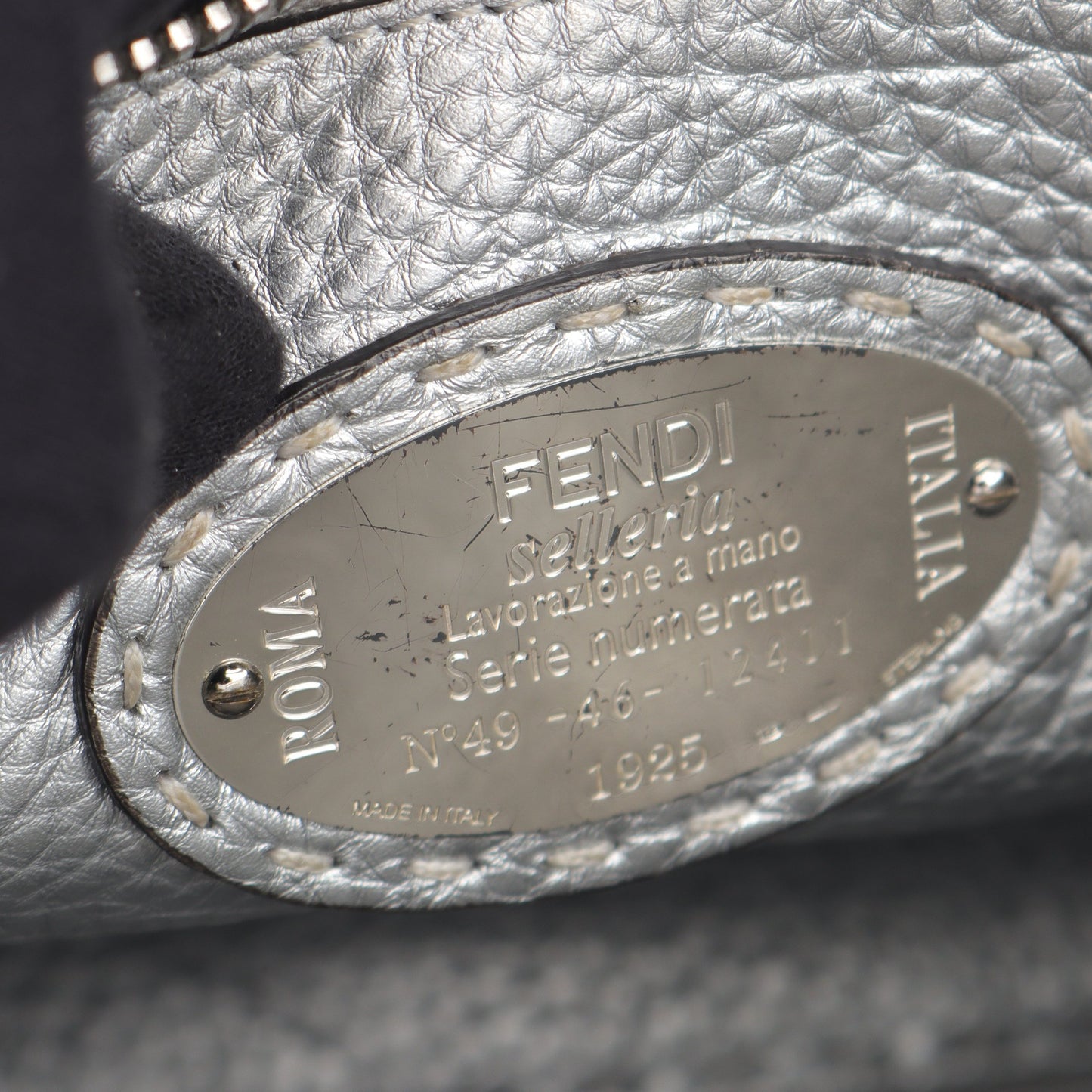 ピーカブー レギュラー セレリア ハンドバッグ レザー シルバー 2WAY フェンディ バッグ FENDI