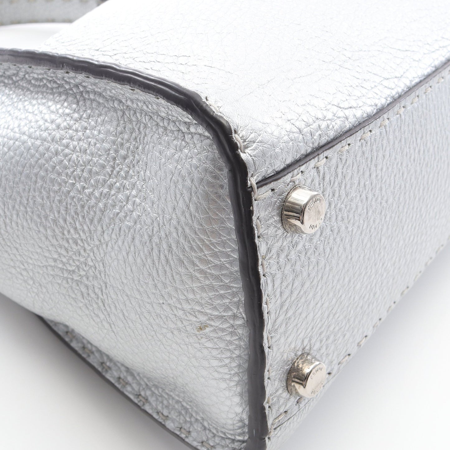 ピーカブー レギュラー セレリア ハンドバッグ レザー シルバー 2WAY フェンディ バッグ FENDI
