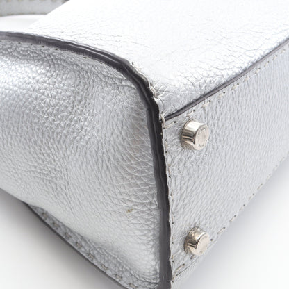 ピーカブー レギュラー セレリア ハンドバッグ レザー シルバー 2WAY フェンディ バッグ FENDI