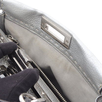 ピーカブー レギュラー セレリア ハンドバッグ レザー シルバー 2WAY フェンディ バッグ FENDI