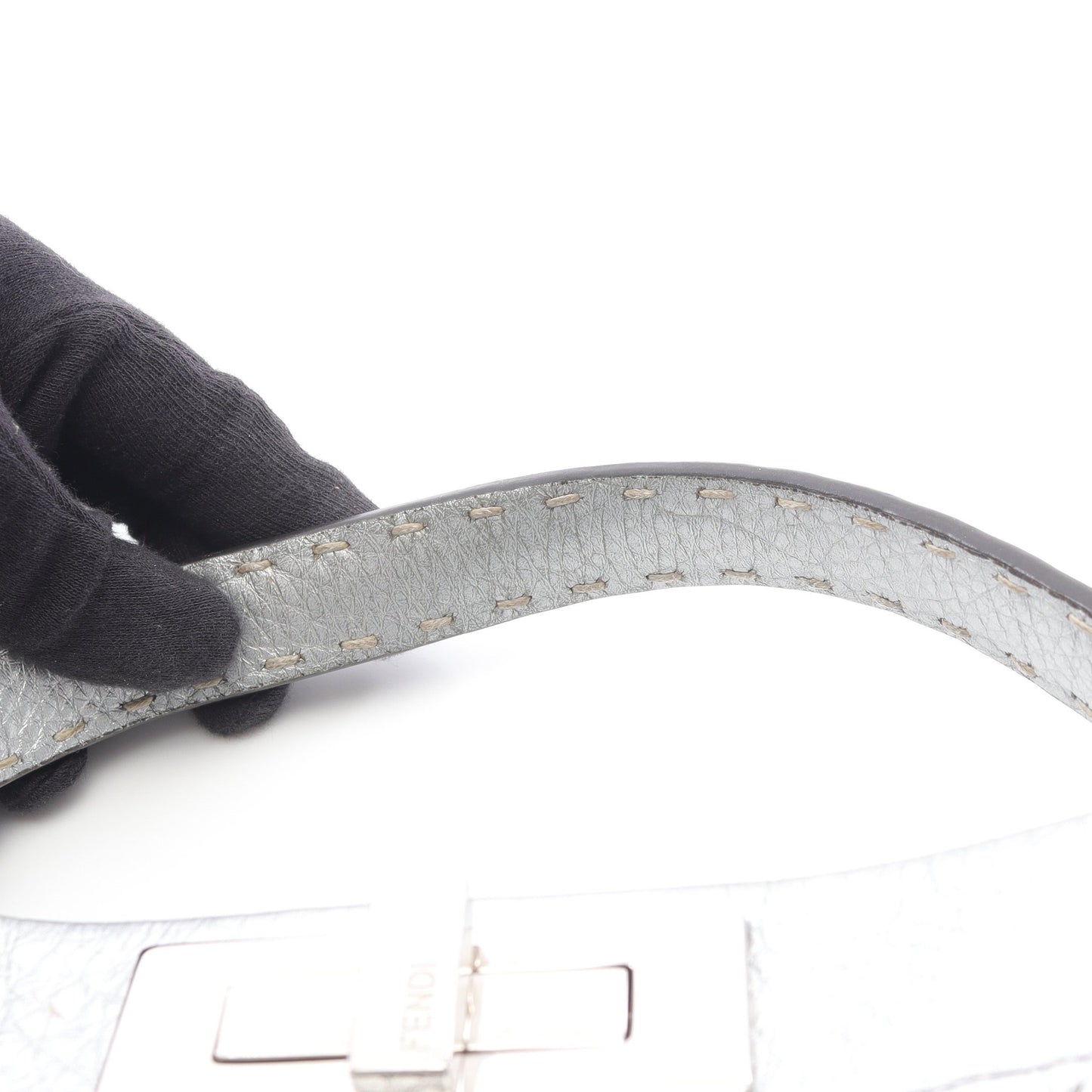 ピーカブー レギュラー セレリア ハンドバッグ レザー シルバー 2WAY フェンディ バッグ FENDI